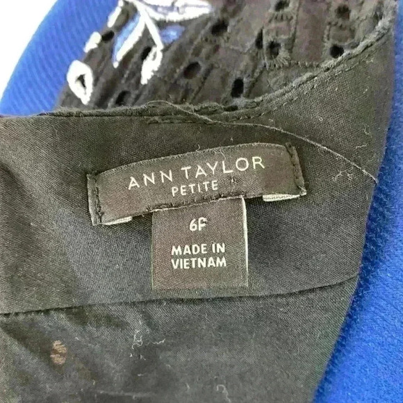 Ann Taylor Petite sheath dress. Black eyelet with floral embroidery. 6P - Picture 8 of 9